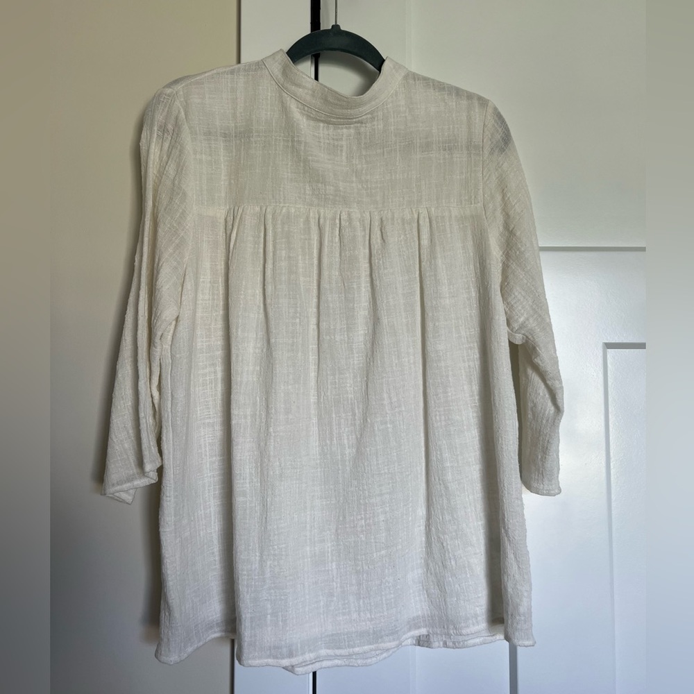 ROOLEE high neck 3/4 sleeve ivory blouse size L